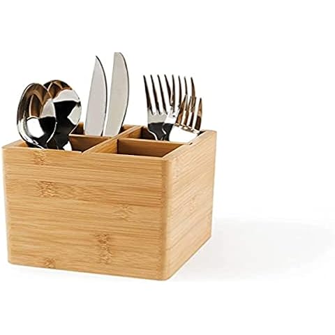 Excelsa Eco Living Bamboo Cutlery Tray, Natural Wood, Brown, 4 Compartments Cover