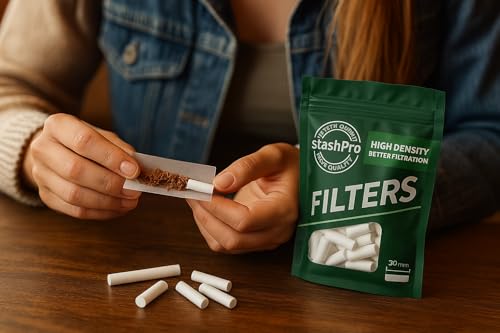 Image of Stash-Pro Slim Long Filters 20mm - Pack of 2 Resealable Pouches (120 Filters Each) | High-Density Filter Tips for Smooth, Clean Experience | Premium Quality Rolling Accessories