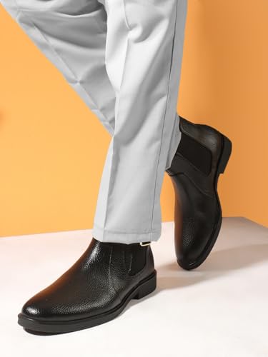 Image of Carlton London Men's Chelsea Comfortable Round Toe Boot with Buckle