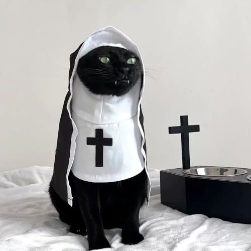 Halloween Katzen Hunde Haustierkostüme,Lustiges Cosplay Sister Habit Umhang Kostüm,für Katzen und Kleine Hunde Halloween Christmas Festival Cosplay Party Haustiere Kleidung (M)