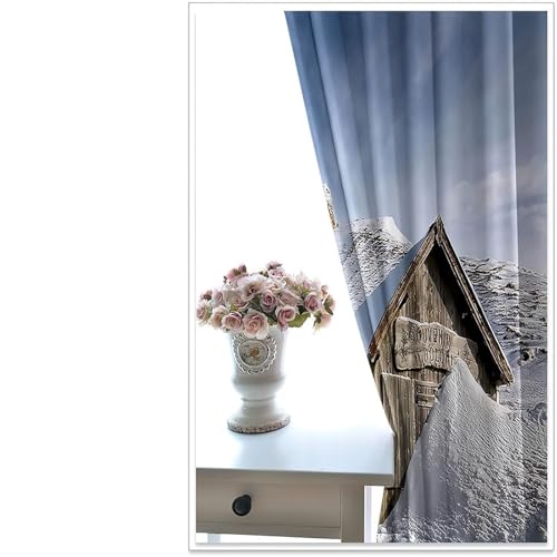 Cortinas de cocina grises y marrones de poliéster opaco en pack de 2 paneles 4
