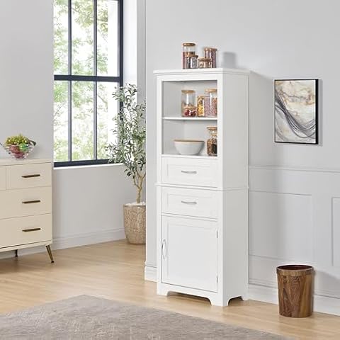 IVYHAVEN Storage Bathroom cabinets, One Size, White Cover