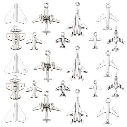 DICOSMETIC 90Pcs 9 Styles Airplane Charm Bulk Metal Aircraft Charms