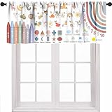 Lnepty Kids Alphabet Window Valance,Cartoon Rainbow Alphabet Learning Daycare Preschool Classroom Short...