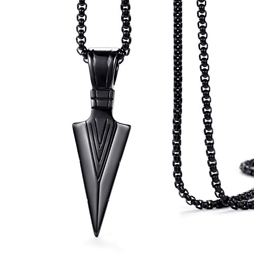 MOO&LEE Mens Stainless Steel Spear Point Arrowhead Pendant Necklace with 24 Inches Chain3