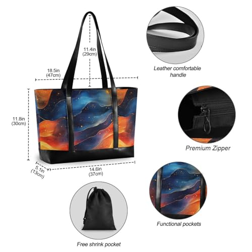 KLL Orange Navy Blue Red Wave Abstract Art Style Portable women's briefcase with zipper book tote Large Handbag for gym with bolsos secret para mujeres4