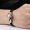 Cupimatch Men's Gothic Biker Stainless Steel Wolf Head Black Braided Leather Bracelet Cuff for Fathers Day #1