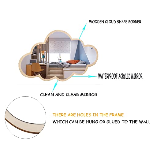 Hakeeta Acrylic Safety Mirror, Nordic Acrylic Decorative Mirror, Children Kids Room Art Home Decor(Cloud) #TOP3
