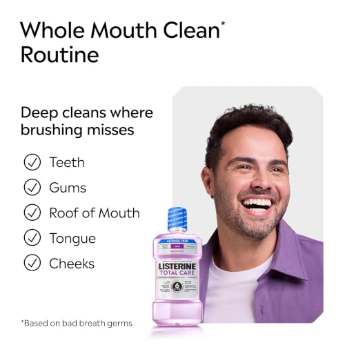 Image of Listerine Mouthwash Total Care Mild Mint Anticavity Treatment for Adults Kills 99.9% of Bad Breath Germs No Burn Alcohol Free Fluoride Mouthwash, 2 Pack of 33.8 fl oz /1 L