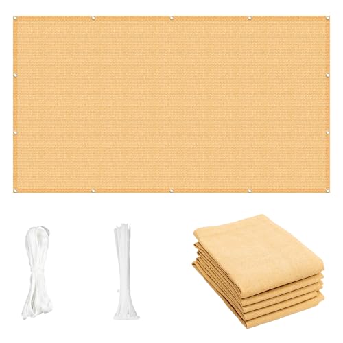 Cool Area Sun Shade Cloth with Grommets 3/4/6/8/10/12/16/20 FT Shade Panel Shade Tarp Screen Fabic for Outdoor Patio Pergola Cover Deck Garden, 8x10 FT, Sand