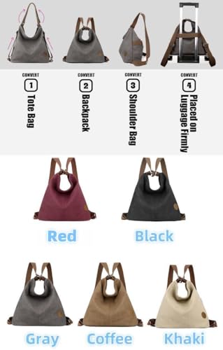 Bolso convertible de lona multiusos para mujer miniatura 3