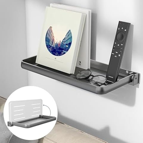 Safoner RV Aluminum Fold-Down Wall Shelf - The Essential Camper Accessory for Interior Organization | Space-Efficient Versatile Floating Storage- 1 Pack Cover