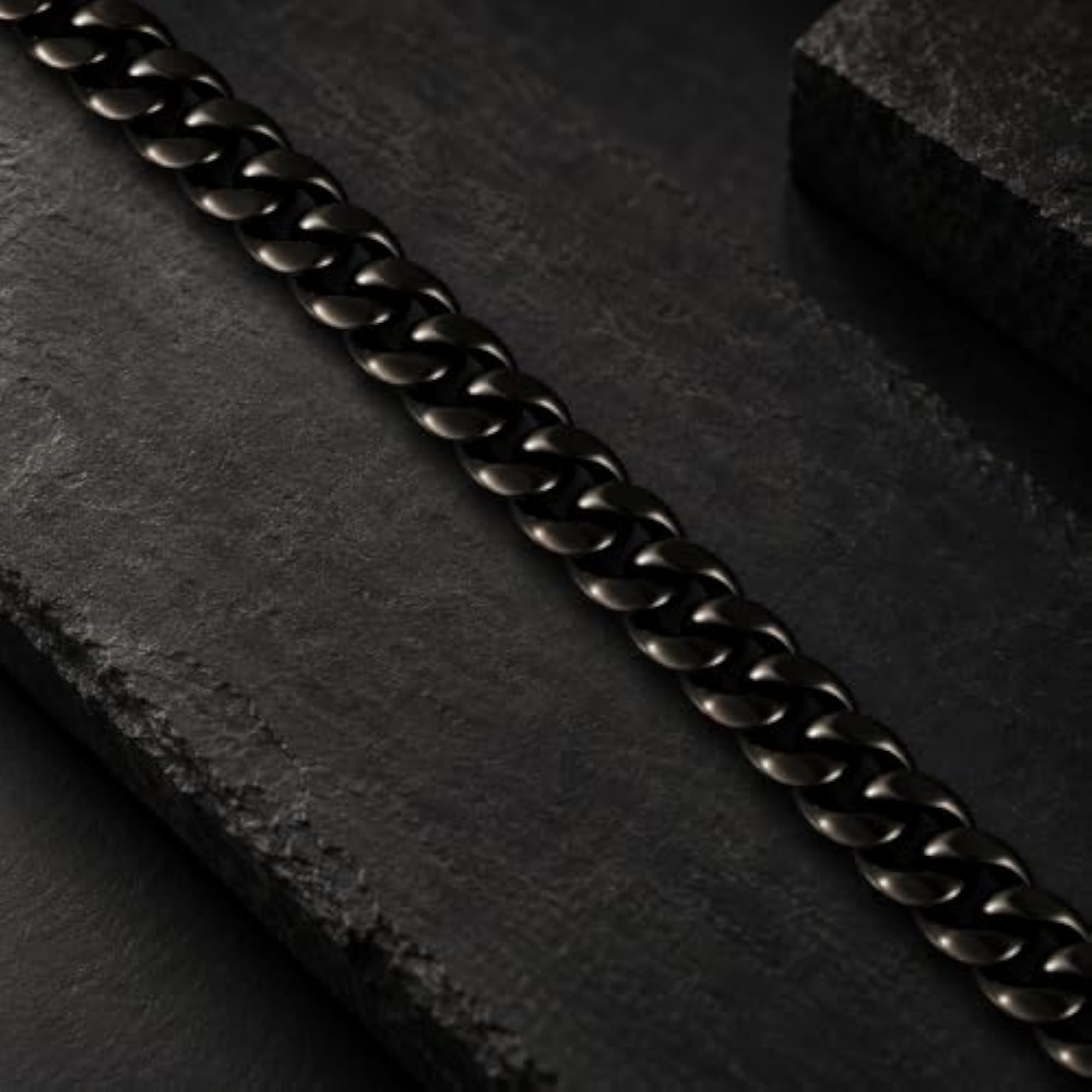 Black Cuban Bracelet for Men, Waterproof & Anti-Tarnish
