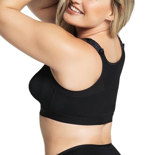 Leonisa Women's Posture Corrector Wireless Back Support Bra, Black, 36C