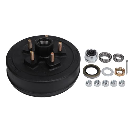Buque de Freno de Remolque Drum Tambor Pesado 10 Pulgadas 5 en un Conjunto de Cubo de Freno de 4.5 Pulgadas para Ejes de Remolque de 3500 Libras (Kit de Tambor de Freno)
