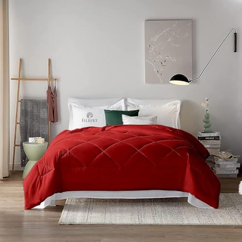 Image of Filbert 600 GSM Comforter for Double Bed | Super Warm Winter Quilt /Rajai | Thick Microfiber Blanket with Cloud-Soft Fill | Luxury Bedding for Winters - 90x100 Inch | Burgundy