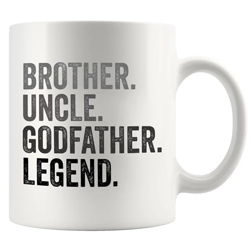 Panvola Brother Uncle Godfather Legend Family Gifts from Sister Niece Nephew Godchild Goddaughter Godson Novelty Drinkware Ceramic Mug 11 oz White