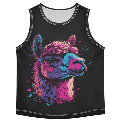 Colorful Llama Head Dark Boys Tank Tops Toddler Sleeveless Tank Top Undershirts for Kids,3T