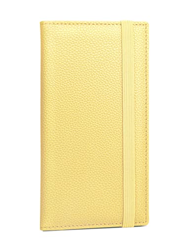 Image of Yarnic Checkbook Cover for Personal Checkbook, Checkbook Holder with Pen Holder & Built-in Clear Plastic Divider for Duplicate Checks (Yellow)
