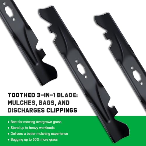 Image of Grasscool 742P05177 42 inch Deck Mower High Lift Blades Replacement S Shaped for Cub Cadet Ultima ZT1 ZT2 Enduro XT1 XT2 LT42 LX42 42'' Zero Turn Lawn Tractor 742-05177 742P05177A-X