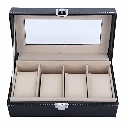 Shrevi 4 Slot Black PU Leather Watch case Travel Watch Box,17.5 x 8.5 x 5.6 cm, Black (B0CF9BJHXV) Amazon Price History, Amazon Price Tracker