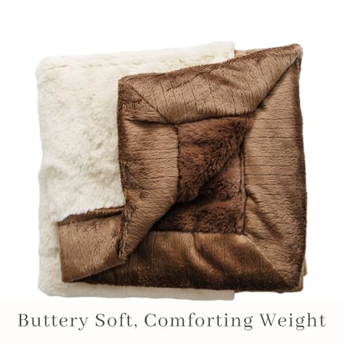 Image of Saranoni Luxury Security Blankets for Babies | Ultra-Soft Lush and Boutique Quality Baby Blanket | Ivory & Gingersnap, Mini - 15 inch x 20 inch
