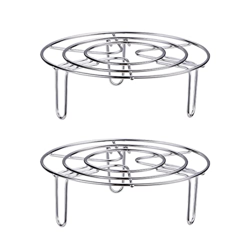 2Pcs Steam Rack, Heavy Duty Steaming Rack Stand, Stainless Steel Round Steamer Cooling Rack Trivet, Pot Steamer Insert Food Stand, Steaming Cookware Accessories(Size:15.5cm-6.1in)