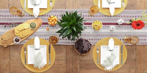 Image of THE HOME TALK Premium Cotton 4-6 Seater Table Runner - 14x72 Inches - Wine Elegant Dining, Handcrafted Quality,Console Vibe