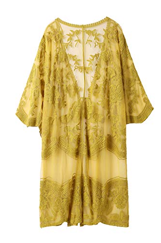 TICOSA Women's Lace Cardigan Floral Open Stitch Crochet Vest Beach Wear Cover Up