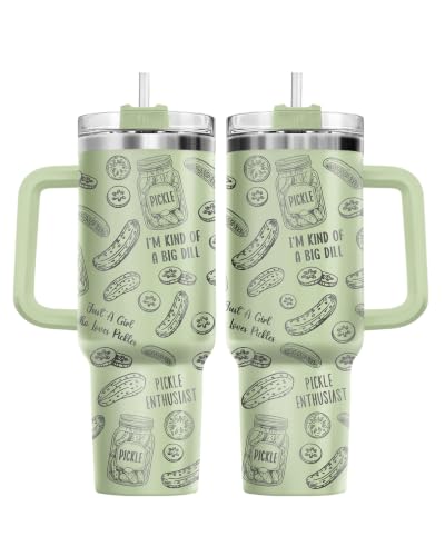 34HD Pickle Funny Big Dill 40 oz Tumbler with Handle, Birthday Gift