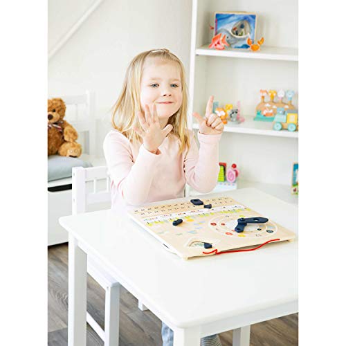 small foot Lerntafel Holz, UVM, Lernuhr mit Kalender „Educate“, Lernen von Uhrzeit, Wetter und Wochentagen, für Kinder ab 5 Jahren, 11625, Mehrfarbig, S – Bild 4