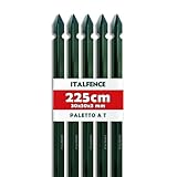 Italfence - Palo a T H225cm 30x30x3mm in ferro plastificato per recinzione verde [10 pezzi...