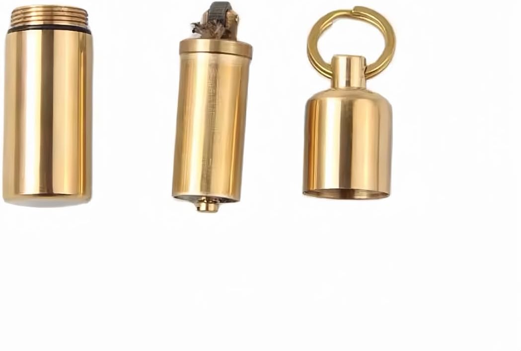 ZORRO 411S Brass Keychain Kerosene Lighter – Mini Waterproof Capsule Design, Refillable Pocket Lighter with Screw Cap (2 Pieces)