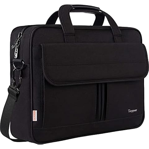 Taygeer Laptop Bag 15.6 Inch, Business Briefcase Gifts for Men Women, Water Resistant Messenger Shoulder Bag with Strap, Premium Office Bag, Carry On Laptop Case for Notebook/Computer/Laptop, Black Cover