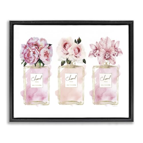 'Pink Flowers & Perfumes Glam'| Floating Frame Canvas Art