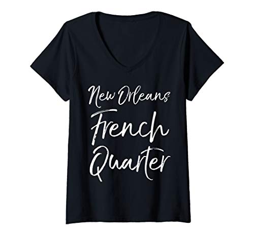 Womens Louisiana Vacation Gift for Group New Orleans French Quarter V-Neck T-Shirt