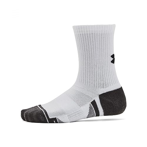 Under Armour Unisex Youth Performance Tech Crew Socks 3 Pack, (100) White/White/Jet Gray, X-Small3