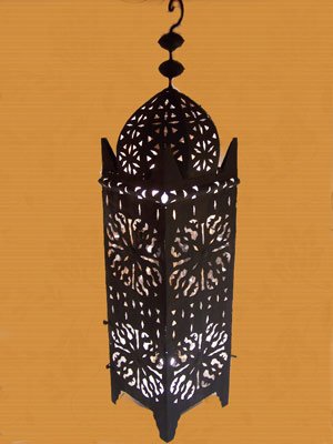 Orientalische Laterne aus Metall Schwarz Frane 90cm groß | Marokkanische Gartenlaterne für draußen, Innen als… – Bild 6
