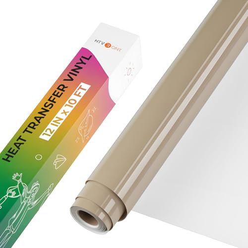 Image of HTVRONT Heat Transfer Vinyl-12 x 10FT Camel HTV Vinyl for T-Shirts, Iron on Vinyl Roll for All Cutting Machines - Easy to Cut & Weed Vinyl Heat Transfer (Camel)