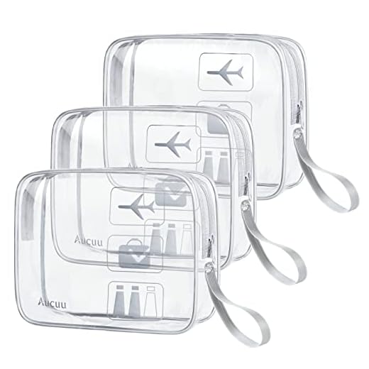 Aucuu 3 PCS Neceser de Aseo, Bolsas Portátil de Maquillaje de PVC, Bolsas Transparentes para avión, Bolsa de Cosmético Organizador Mujer Impermeables para Viajes, Almacenamiento, Baño