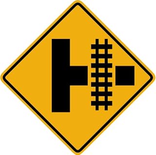 Street & Traffic Sign Wall Decals - Parallel Railroad Crossing (Side Road) Sign - 12 inch Removable Graphic