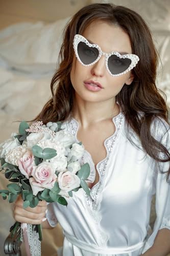 Bachelorette Party Bride Sunglasses, Heart Shaped Pearl Glasses for Women Kids Bridesmaid Bride to Be Party Gift Supplies4