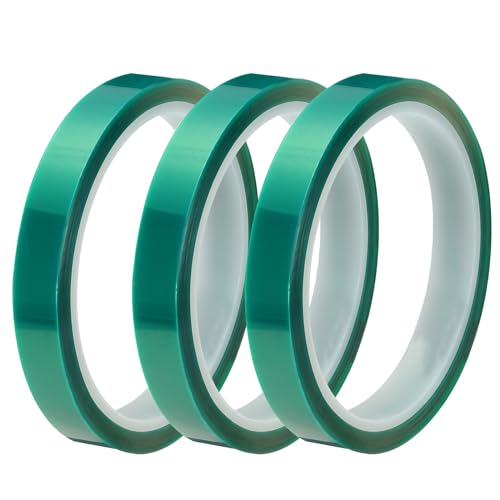 Image of MECCANIXITY Resin Tape Silicone Adhesive Tape High Temperature Resistance Easy Peeling Polyester for Epoxy Resin,River Tables,Craft,Remove Residue 0.51 Inch Wide 108FT Long(Green),Pack of 3