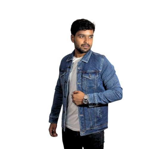 Image of TIME CIRCLE Winter Jackets, Denim Fabric Jackets Designer Full Sleeve Winter Wear Solid Jacket, Button Closer 6 Pocket (4 Outside 2 Inside)