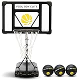 POOL BOY SPORTS - Pool Basketball Hoop - Set Includes 3X Composite Leather Basketballs, Air Pump, & Tools - Adjustable Poolside Basketball Hoop - Made for Kids, Teens, & Adults