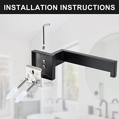 Taucent Bathroom Hardware Set,5 Piece Matte Black Towel Bar Set 304 Stainless Steel Square Wall Mounted Bathroom Holder Includes 23.6" Hand Towel Bar Rack,Toilet Paper Holder, 2 Robe Towel Hooks #TOP6