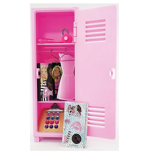 Image of Barbie Design Activity Locker - Creative Kids Craft Set with Mini Journal, Stickers, Clipboard & Working Lock, Portable Art Locker Playset Ages 3+