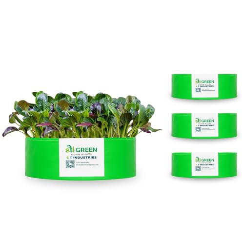 Image of HDPE Grow Bags for Plants 15X6 Inch (Pack of 4) | 260 GSM Heavy Duty UV-Protected Round Green Colour Plant Bags for Terrace and Vegetable Gardening | Strong & Reusable|