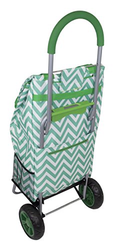 Image of dbest products Trolley Dolly Shopping Grocery Foldable Cart Storage Mom, Green Chevron