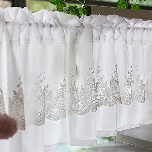 Cortina de cocina para cubrir ventanas pequeñas con un elegante encaje de doble capa. 3